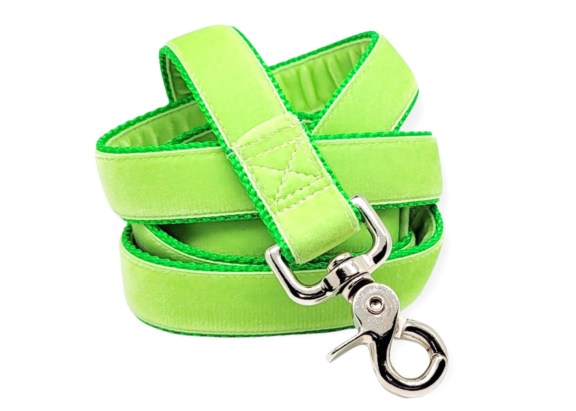 Lime Green Velvet Dog Leash by The Hound Haberdashery