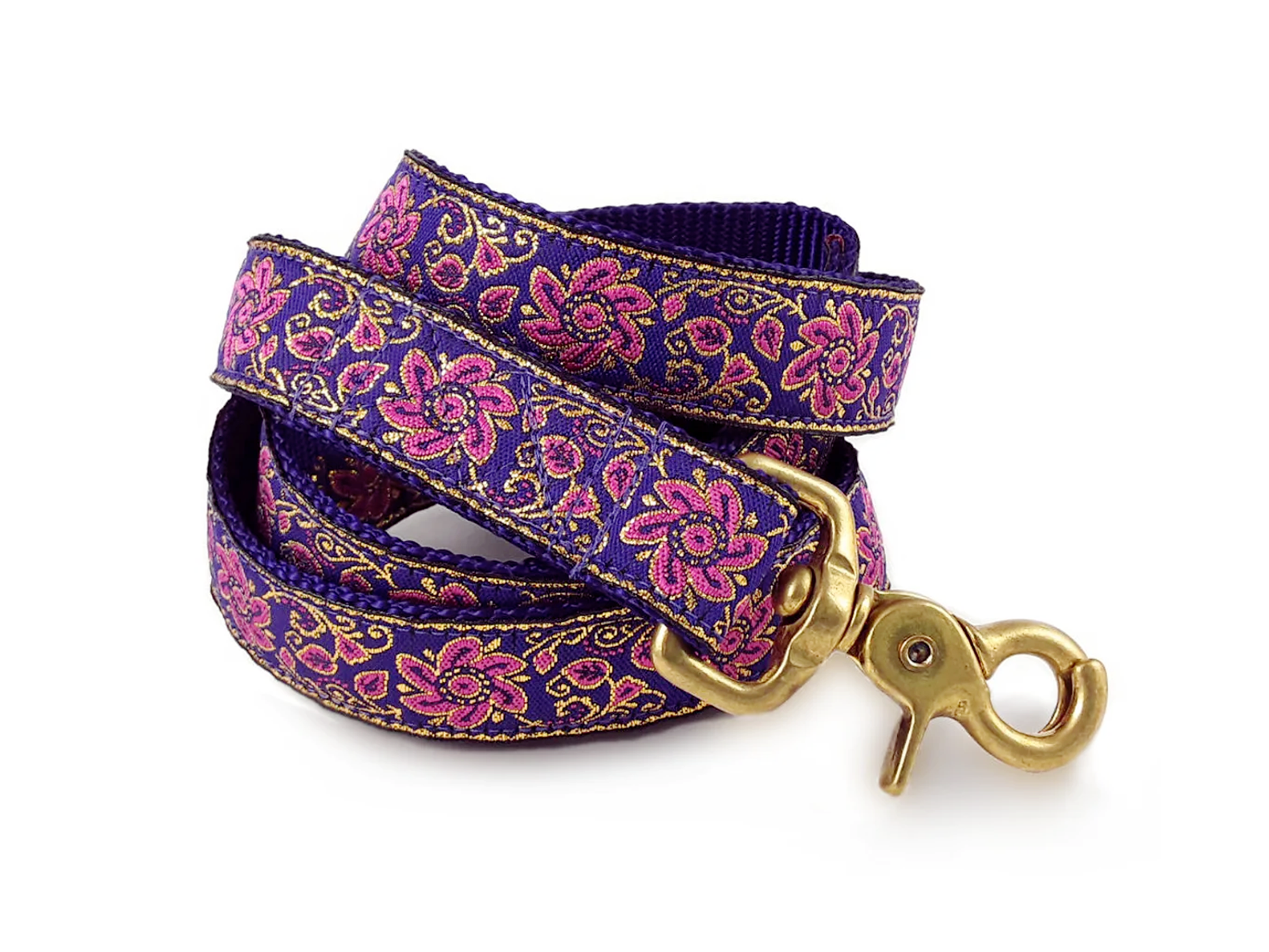 Purple, Pink & Gold Floral Sevilla Dog Leash by The Hound Haberdashery