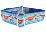 Load image into Gallery viewer, The Hound Haberdashery Collar Birds of a Feather Jacquard in Blue - Martingale Dog Collar or Buckle Dog Collar - 1.5&quot; Width
