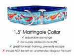 Load image into Gallery viewer, The Hound Haberdashery Collar Birds of a Feather Jacquard in Blue - Martingale Dog Collar or Buckle Dog Collar - 1.5&quot; Width
