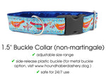Load image into Gallery viewer, The Hound Haberdashery Collar Birds of a Feather Jacquard in Blue - Martingale Dog Collar or Buckle Dog Collar - 1.5&quot; Width
