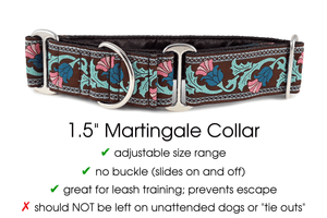 Thistle Jacquard in Chocolate - Martingale Dog Collar or Buckle Dog Collar - 1.5" Width - The Hound Haberdashery