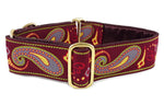 Load image into Gallery viewer, Parisian Paisley Jacquard in Burgundy - Martingale Dog Collar or Buckle Dog Collar - 1.5&quot; Width - The Hound Haberdashery
