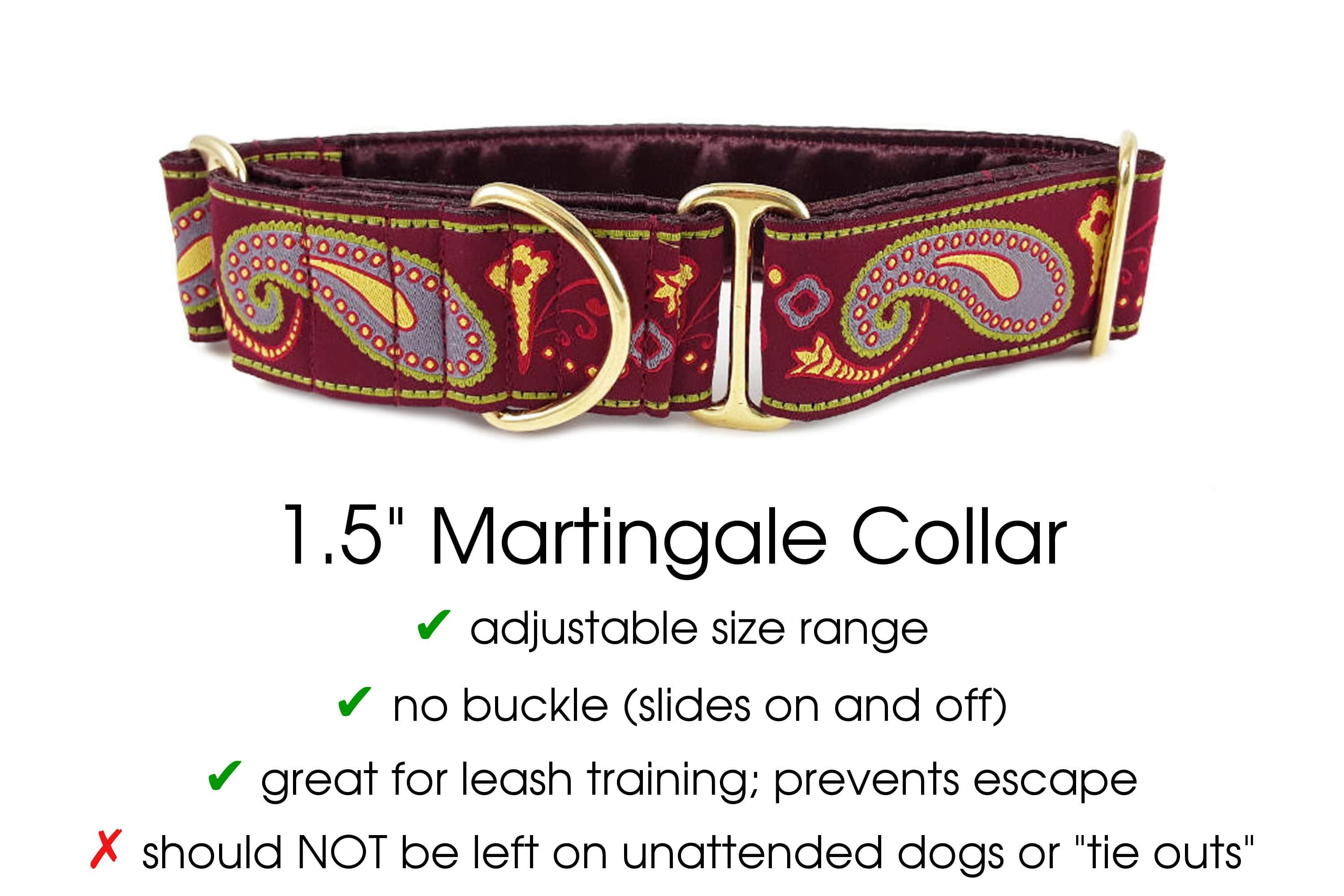 Parisian Paisley Jacquard in Burgundy - Martingale Dog Collar or Buckle Dog Collar - 1.5" Width - The Hound Haberdashery