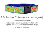 Load image into Gallery viewer, The Hound Haberdashery Collar Birds of a Feather Jacquard in Green &amp; Blue - Martingale Dog Collar or Buckle Dog Collar - 1.5&quot; Width
