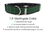 Load image into Gallery viewer, Wexford Jacquard in Green &amp; Black - Martingale Dog Collar or Buckle Dog Collar - 1.5&quot; Width - The Hound Haberdashery
