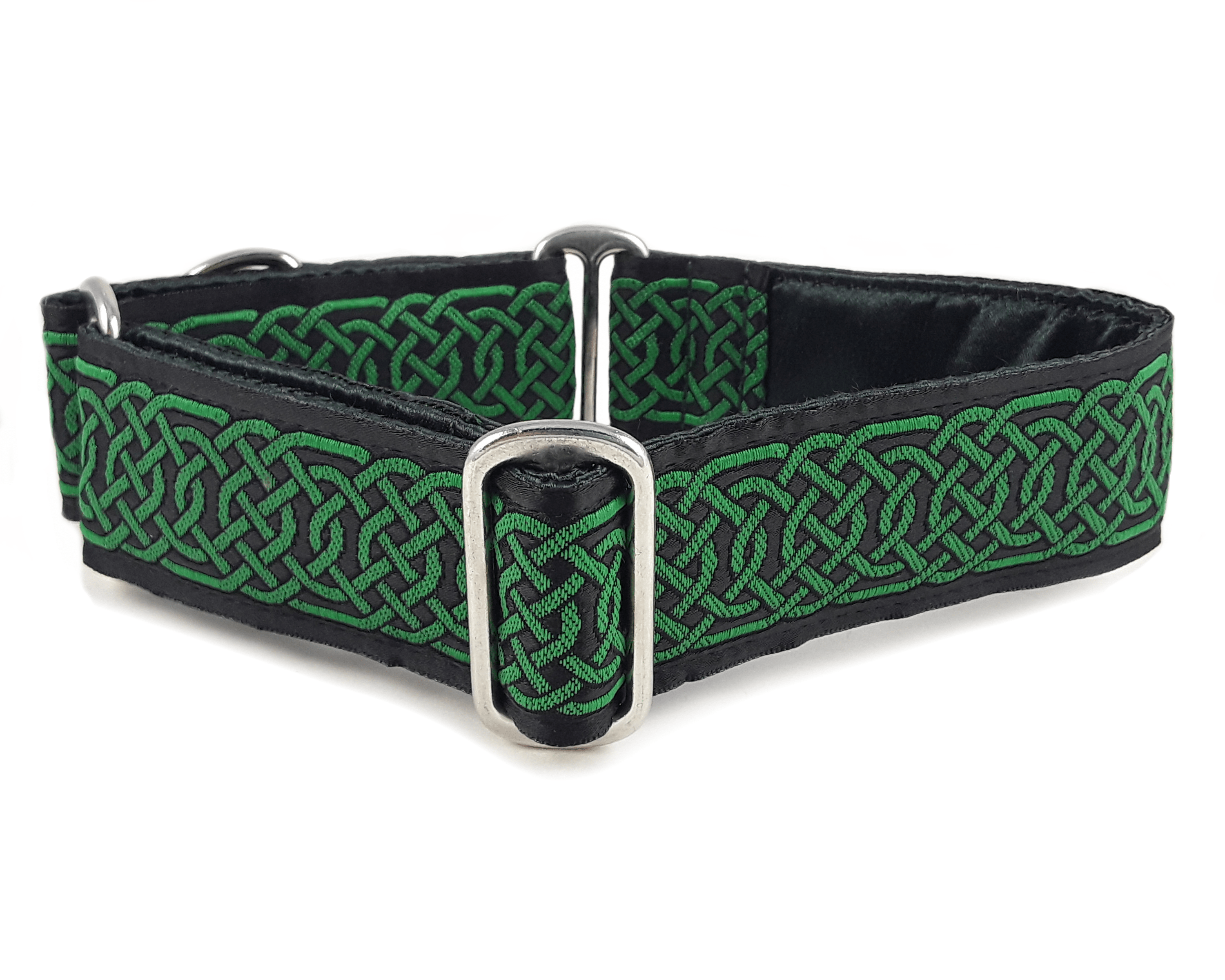 Wexford Jacquard in Green & Black - Martingale Dog Collar or Buckle Dog Collar - 1.5" Width - The Hound Haberdashery