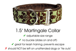 Load image into Gallery viewer, Lyons Damask in Green and Chocolate - Martingale Dog Collar or Buckle Dog Collar - 1.5&quot; Width - The Hound Haberdashery
