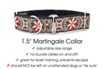 Load image into Gallery viewer, Arabesque Jacquard in Red &amp; White - Martingale Dog Collar or Buckle Dog Collar - 1.5&quot; Width - The Hound Haberdashery
