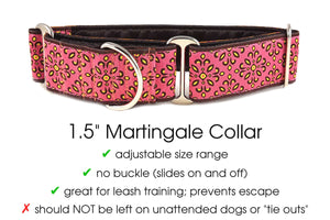 The Hound Haberdashery Collar Capri in Salmon - Martingale Dog Collar or Buckle Dog Collar - 1.5" Width