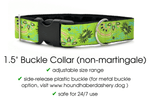 Load image into Gallery viewer, Flower Burst in Lime Green - Martingale Dog Collar or Buckle Dog Collar - 1.5&quot; Width - The Hound Haberdashery
