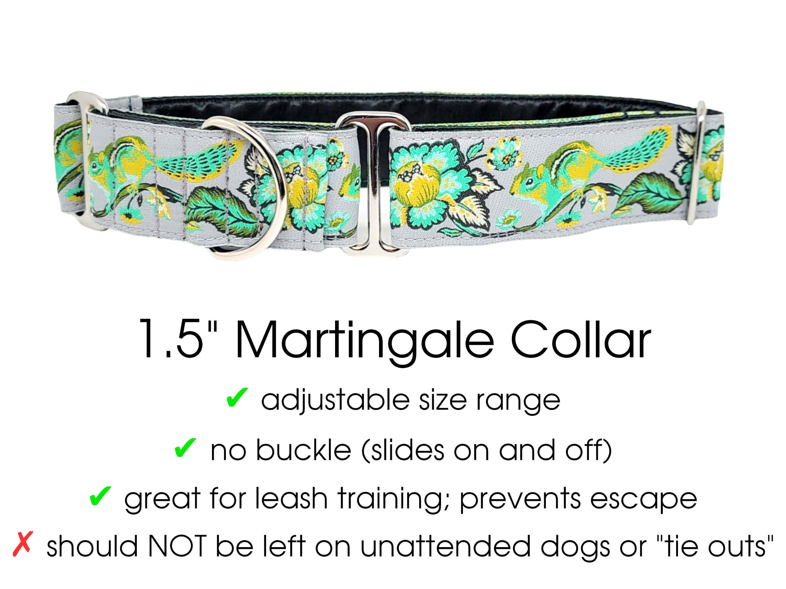 The Hound Haberdashery Collar Cheery Chipmunk Jacquard in Gray - Martingale Dog Collar or Buckle Dog Collar - 1.5" Width