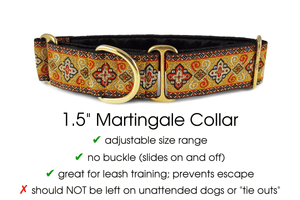 Nobility in Orange - Martingale Dog Collar or Buckle Dog Collar - 1.5" Width - The Hound Haberdashery
