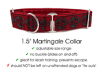 Load image into Gallery viewer, Celtic Ravens in Red - Martingale Dog Collar or Buckle Dog Collar - 1.5&quot; Width - The Hound Haberdashery
