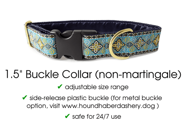 Nobility in Light Blue - Martingale Dog Collar or Buckle Dog Collar - 1.5" Width - The Hound Haberdashery