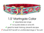 Load image into Gallery viewer, The Hound Haberdashery Collar Cheery Chipmunk Jacquard in Aqua [RED LINING] - Martingale Dog Collar or Buckle Dog Collar - 1.5&quot; Width
