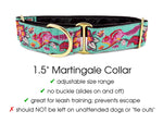 Load image into Gallery viewer, The Hound Haberdashery Collar Cheery Chipmunk Jacquard in Aqua [BLACK LINING] - Martingale Dog Collar or Buckle Dog Collar - 1.5&quot; Width
