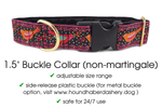 Load image into Gallery viewer, Birds of a Feather Jacquard in Black &amp; Pink - Martingale Dog Collar or Buckle Dog Collar - 1.5&quot; Width - The Hound Haberdashery
