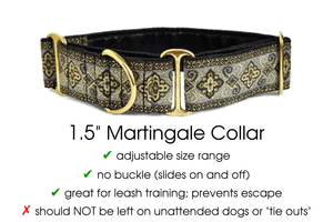 Nobility in Gray, Black, & Brown - Martingale Dog Collar or Buckle Dog Collar - 1.5" Width - The Hound Haberdashery