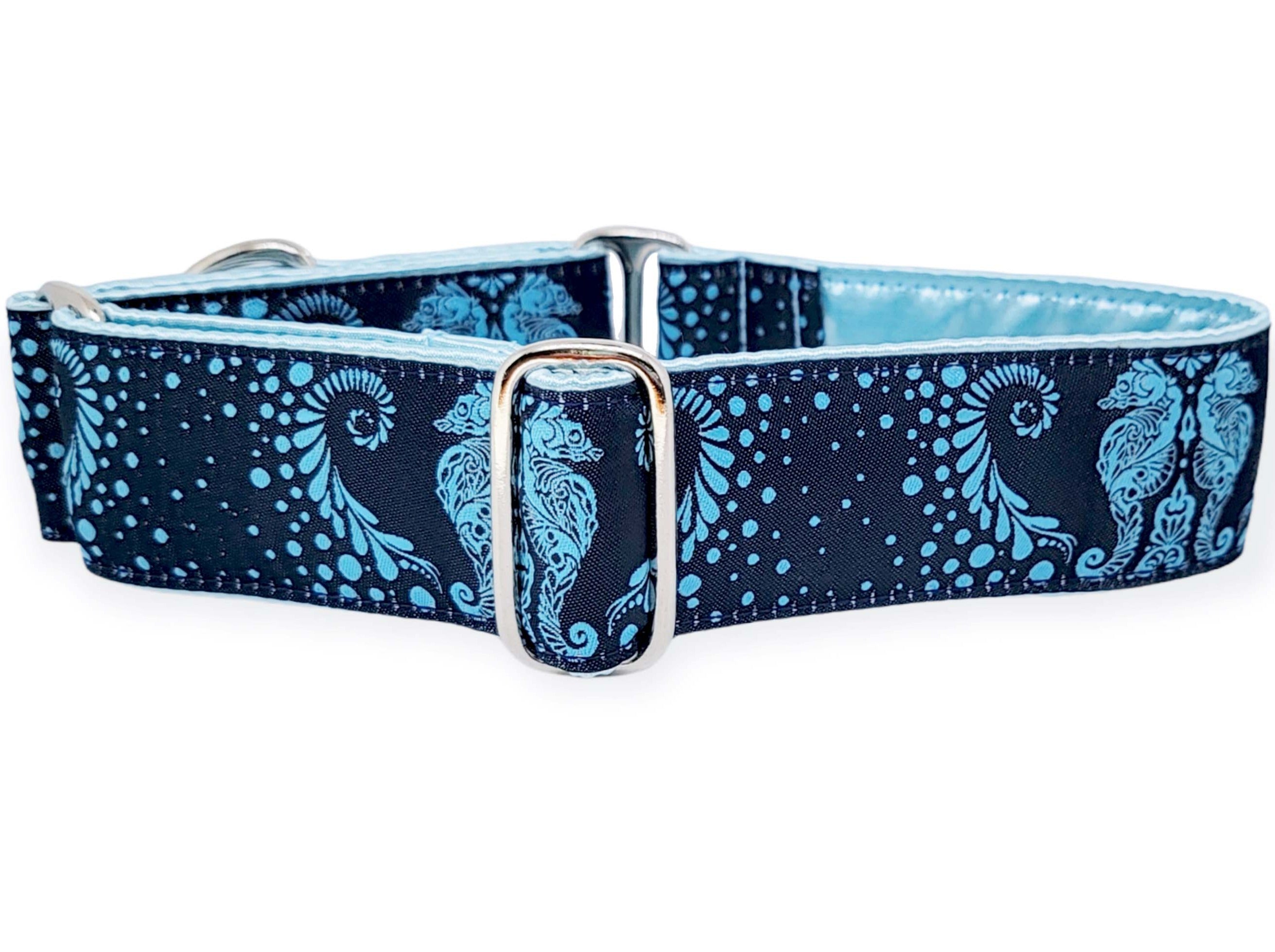 The Hound Haberdashery Collar Seahorses - Martingale or Buckle Dog Collar - 1.5" Width