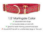 Load image into Gallery viewer, The Hound Haberdashery Collar Nobility in Red - Martingale Dog Collar or Buckle Dog Collar - 1.5&quot; Width
