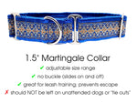 Load image into Gallery viewer, The Hound Haberdashery Collar Cairo Jacquard in Gold &amp; Royal Blue- Martingale Dog Collar or Buckle Dog Collar - 1.5&quot; Width

