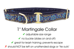 Load image into Gallery viewer, Sevilla Jacquard in Blue, Turquoise &amp; Gold - Martingale Dog Collar or Buckle Dog Collar - 1&quot; Width - The Hound Haberdashery
