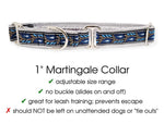 Load image into Gallery viewer, The Hound Haberdashery Collar Paisley Mosaic Vines Jacquard in Silver &amp; Blue - Martingale Dog Collar or Buckle Dog Collar - 1&quot; Width
