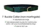Load image into Gallery viewer, The Hound Haberdashery Collar Wexford Jacquard in Black &amp; Green - Martingale Dog Collar or Buckle Dog Collar - 1&quot; Width
