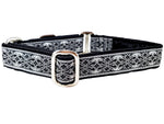 Load image into Gallery viewer, The Hound Haberdashery Collar Clifden Jacquard in Black &amp; Silver - Martingale Dog Collar or Buckle Dog Collar - 1&quot; Width
