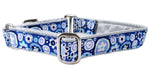 Load image into Gallery viewer, The Hound Haberdashery Collar La Paz in Blue &amp; Silver - Martingale Dog Collar or Buckle Dog Collar - 1&quot; Width
