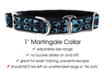 Load image into Gallery viewer, The Hound Haberdashery Collar Lyons Damask in Blue &amp; Black - Martingale Dog Collar or Buckle Dog Collar - 1&quot; Width
