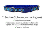 Load image into Gallery viewer, The Hound Haberdashery Collar Daisy Chains in Blue - Martingale Dog Collar or Buckle Dog Collar - 1&quot; Width
