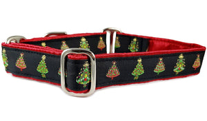 The Hound Haberdashery Collar Christmas Trees - Martingale Dog Collar or Buckle Dog Collar - 1" Width