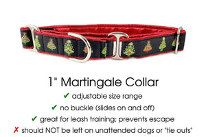 The Hound Haberdashery Collar Christmas Trees - Martingale Dog Collar or Buckle Dog Collar - 1" Width