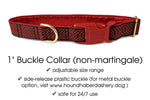 Load image into Gallery viewer, The Hound Haberdashery Collar Wexford Jacquard in Black &amp; Red - Martingale Dog Collar or Buckle Dog Collar - 1&quot; Width
