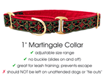 Load image into Gallery viewer, The Hound Haberdashery Collar Exeter in Red, Green, &amp; Gold - Martingale Dog Collar or Buckle Dog Collar - 1&quot; Width
