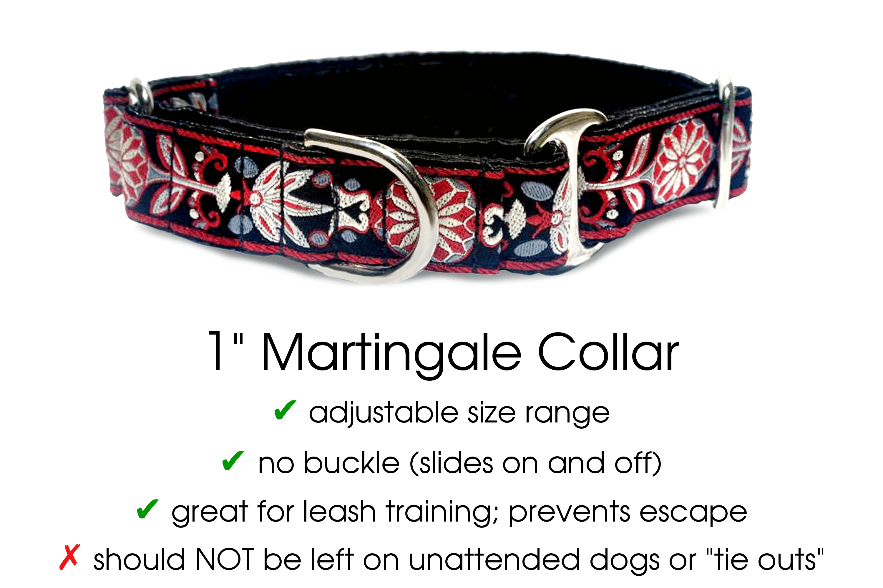 Copenhagen Pinwheel in Red & Gray - Martingale Dog Collar or Buckle Dog Collar - 1" Width - The Hound Haberdashery