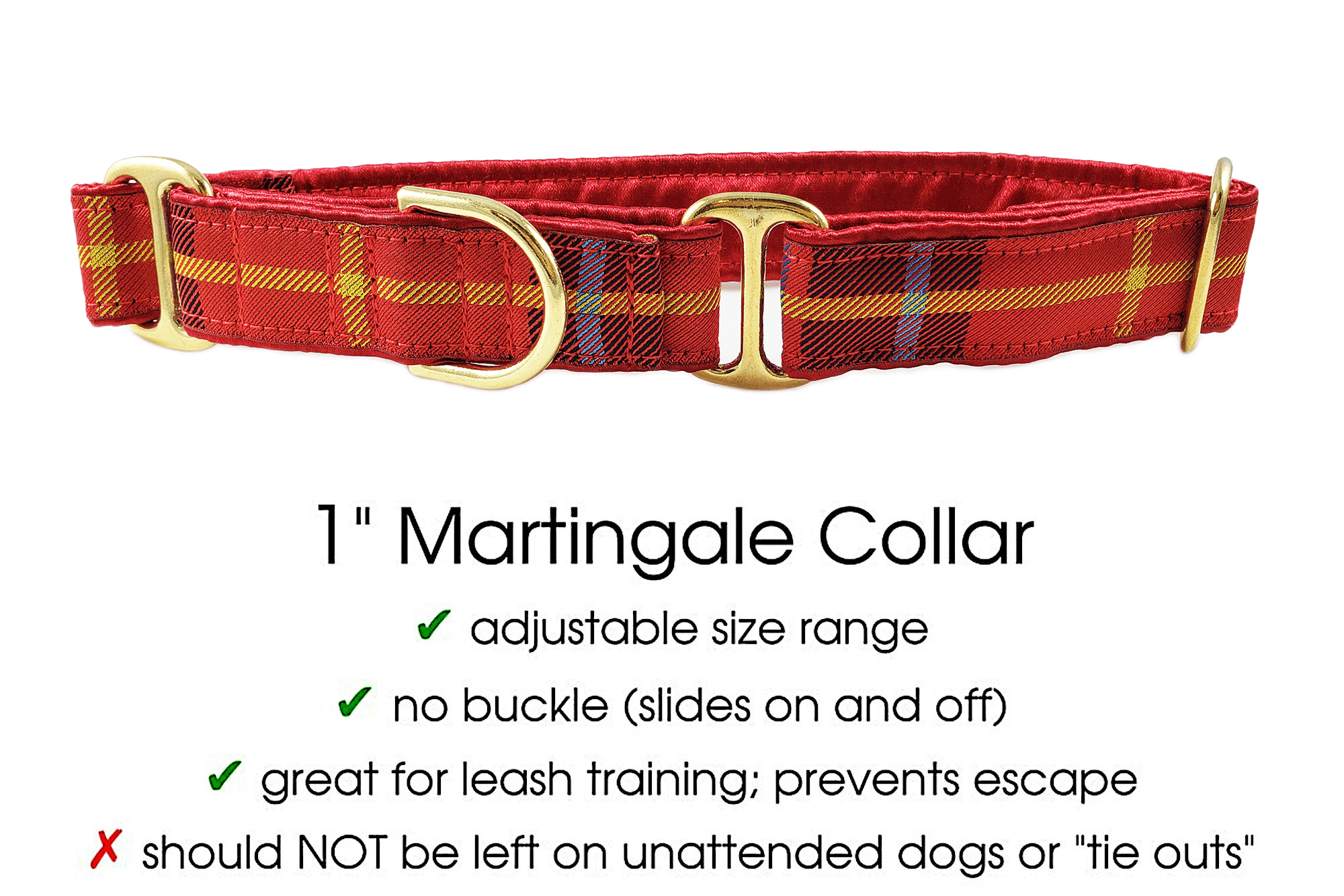 The Hound Haberdashery Collar Stewart Plaid - Martingale Dog Collar or Buckle Dog Collar - 1" Width