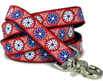 Load image into Gallery viewer, Daisy Chains Jacquard Dog Leash in Red, White &amp; Blue - The Hound Haberdashery
