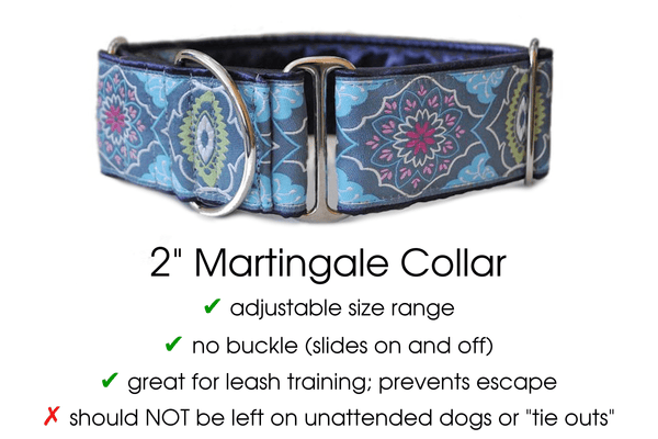 Kaleidoscope in Gray - Martingale Dog Collar or Buckle Dog Collar - 2" Width - The Hound Haberdashery