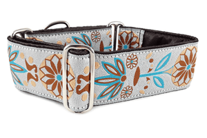 Copenhagen Pinwheel in Gray & Brown - Martingale Dog Collar or Buckle Dog Collar - 2" Width - The Hound Haberdashery