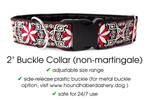 Load image into Gallery viewer, Arabesque Jacquard in Red &amp; White - Martingale Dog Collar or Buckle Dog Collar - 2&quot; Width - The Hound Haberdashery
