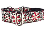 Load image into Gallery viewer, Arabesque Jacquard in Red &amp; White - Martingale Dog Collar or Buckle Dog Collar - 2&quot; Width - The Hound Haberdashery

