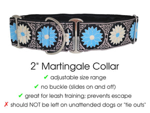 The Hound Haberdashery Collar Daisy Chains in Baby Blue - Martingale Dog Collar or Buckle Dog Collar - 2" Width