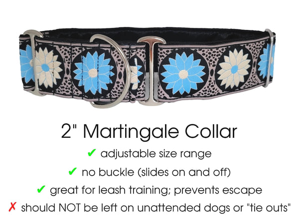 The Hound Haberdashery Collar Daisy Chains in Baby Blue - Martingale Dog Collar or Buckle Dog Collar - 2" Width