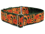 Load image into Gallery viewer, The Hound Haberdashery Collar Woodstock in Green &amp; Orange - Martingale Dog Collar or Buckle Dog Collar - 2&quot; Width
