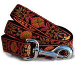 Load image into Gallery viewer, Copenhagen Pinwheel Jacquard Dog Leash in Orange, Purple, and Pink - The Hound Haberdashery
