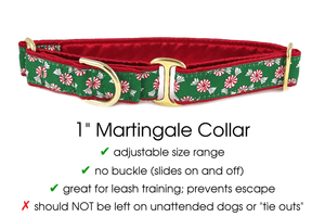 Christmas Peppermint Jacquard - Martingale Dog Collar or Buckle Dog Collar - 1" Width - The Hound Haberdashery