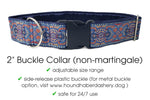 Load image into Gallery viewer, The Hound Haberdashery Collar Marseilles Tapestry in Blue, Red &amp; Taupe - Martingale Dog Collar or Buckle Dog Collar - 2&quot; Width
